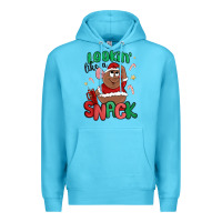 Ocean Blue lookin' like a snack christmas character Premium Hoodie - MaliasSmallBusiness