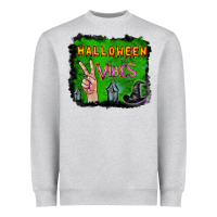 Heather Grey Watercolor Halloween Vibes Heavyweight Sweatshirt - RanaPortraitStore