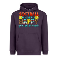 Plum Softball Makes Me Happy You, Not So Much Heavyweight Hoodie - LillyAllenDesigns