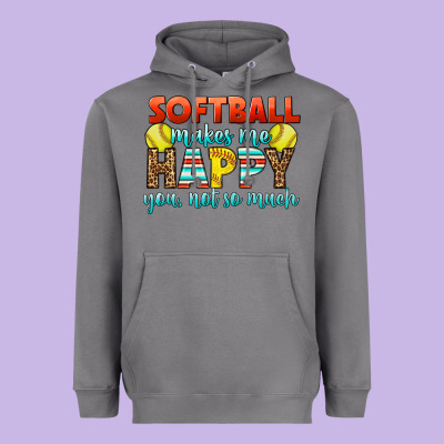 Softball Makes Me Happy You, Not So Much Heavyweight Hoodie Designed By Lillyallendesigns