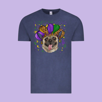 Vintage Tee mardi gras hat pug