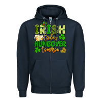 Navy irish today hungover tomorrow Zipper Hoodie - Artiststas