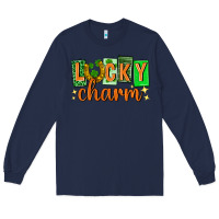 Navy Lucky charm st. patricks day Long Sleeve Tee - Neo Western