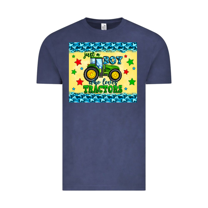 Just A Boy Who Loves Tractors Vintage Tee by Zillion Design Studio | Teevron