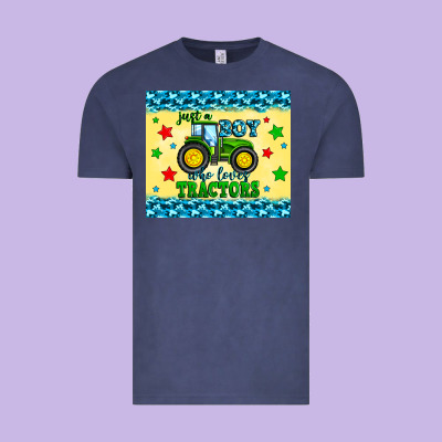 Just A Boy Who Loves Tractors Vintage Tee Designed By Zillion Design Studio