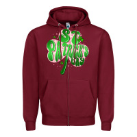 Burgundy st patricks day clover Zipper Hoodie - Artiststas