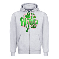 Heather Grey st patricks day clover Zipper Hoodie - Artiststas