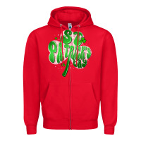 Red st patricks day clover Zipper Hoodie - Artiststas