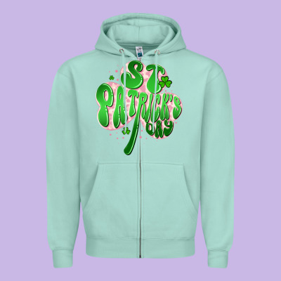 St Patricks Day Clover Zipper Hoodie Designed By Artiststas