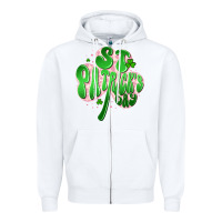 White st patricks day clover Zipper Hoodie - Artiststas