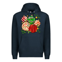 Navy merry christmas tree ball Premium Hoodie - MaliasSmallBusiness
