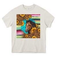 Cream quarter horse aztec pattern Heavy Core Tee - LillyAllenDesigns