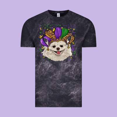 Vintage Tee mardi gras hat white pomeranian
