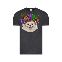 Vintage Black mardi gras hat white pomeranian Vintage Tee - RanaPortraitStore