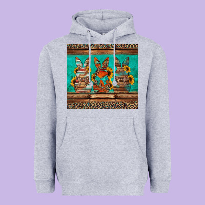 Western Easter Bunnies Heavyweight Hoodie Designed By Jasminsmagicworld