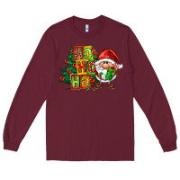 Burgundy ho ho ho santa gnomes Long Sleeve Tee - FaDigitalArtStudio