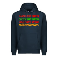 Navy holiday spirit hohoho bright merry Premium Hoodie - MaliasSmallBusiness