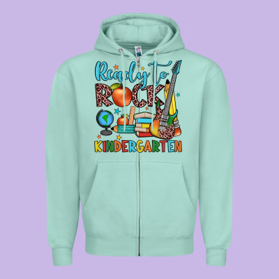 Ready To Rock Kindergarten Zipper Hoodie Designed By Jahusdesignshop