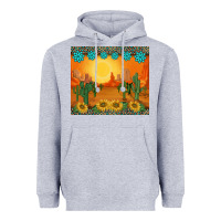 Heather Grey western sunset cactus sunflowers gemstones leopards Heavyweight Hoodie - BarkalooDesign
