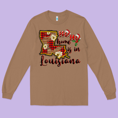 Ho Ho Home Is In Louisiana Long Sleeve Tee Designed By Fadigitalartstudio