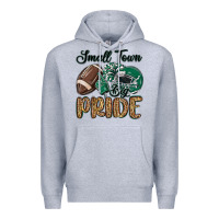 Heather Grey small town big pride green Premium Hoodie - MaliasSmallBusiness