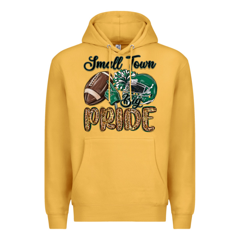 Small Town Big Pride Green Premium Hoodie by MaliasSmallBusiness | Teevron