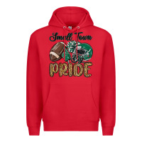 Red small town big pride green Premium Hoodie - MaliasSmallBusiness