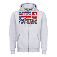 Heather Grey batter up 5th grade Zipper Hoodie - JahusDesignShop