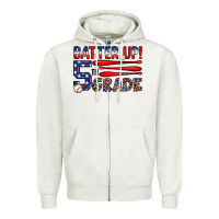 Oatmeal Heather batter up 5th grade Zipper Hoodie - JahusDesignShop