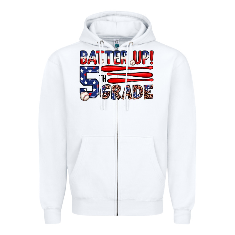 Batter Up 5th Grade Zipper Hoodie by JahusDesignShop | Teevron