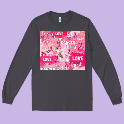 Breast Cancer Awareness Pink Long Sleeve Tee Designed By Adodesignshop