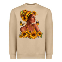 Mushroom Afro American woman sunflowers Heavyweight Sweatshirt - RanaPortraitStore