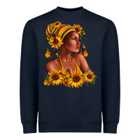 Navy Afro American woman sunflowers Heavyweight Sweatshirt - RanaPortraitStore