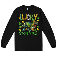 Black Lucky saurus st.patricks day Long Sleeve Tee - Neo Western