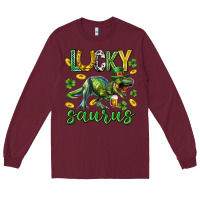 Burgundy Lucky saurus st.patricks day Long Sleeve Tee - Neo Western