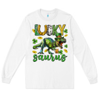 White Lucky saurus st.patricks day Long Sleeve Tee - Neo Western
