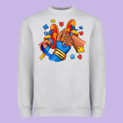 Heavyweight Sweatshirt Autism afro girl sneakers
