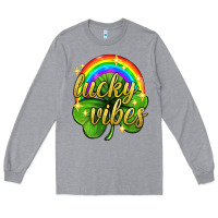 Heather Grey Lucky vibes st. patricks day Long Sleeve Tee - Neo Western
