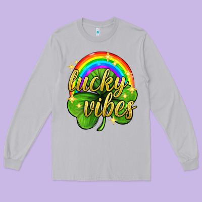 Lucky Vibes St. Patricks Day Long Sleeve Tee Designed By Neo Western