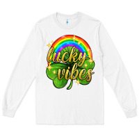 White Lucky vibes st. patricks day Long Sleeve Tee - Neo Western