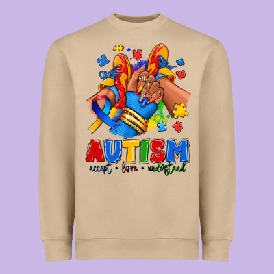 Heavyweight Sweatshirt Autism accept love understand afro girl sneakers