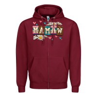 Burgundy daisy mamaw Zipper Hoodie - AdoDesignShop