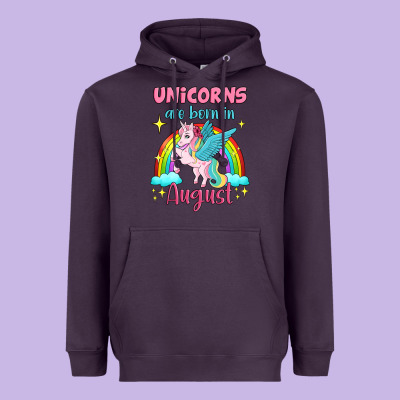 Unicorns Are Born In August Heavyweight Hoodie Designed By Jasminsmagicworld