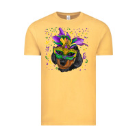 Vintage Mustard mardi gras mask dachshund puppy Vintage Tee - RanaPortraitStore