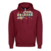 Burgundy daisy grandma Zipper Hoodie - AdoDesignShop