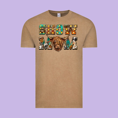 Show Mom Scottish Cattle Vintage Tee Designed By Barkaloodesign