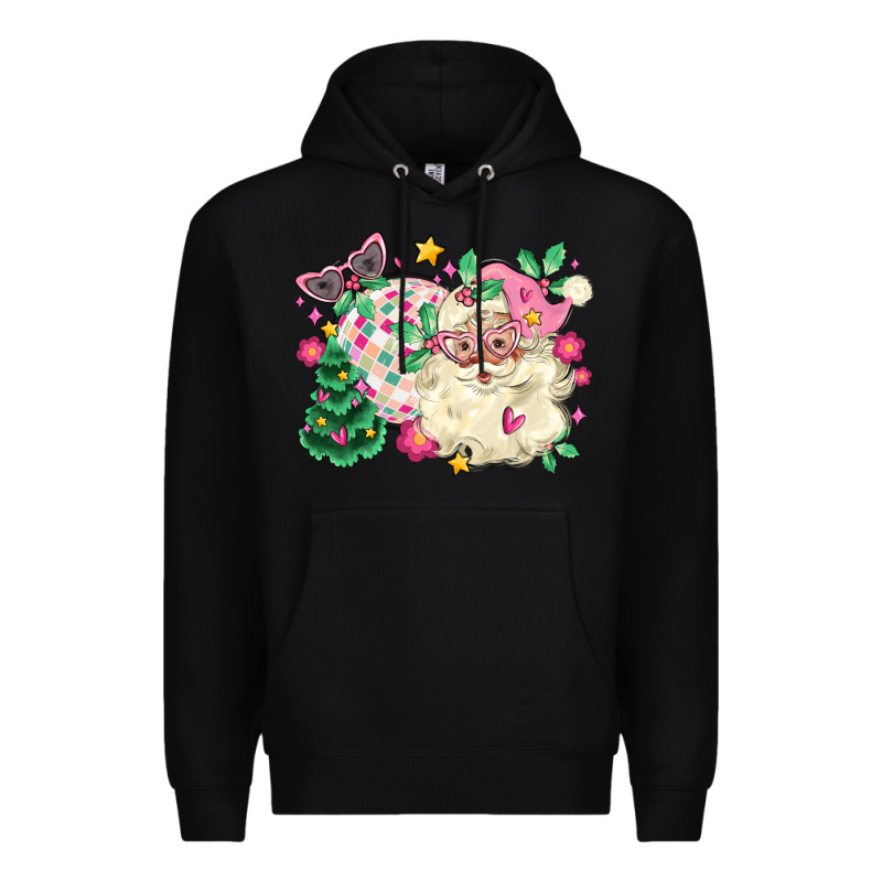 Pink Santa And Disco Ball With Christmas Tree Premium Hoodie by MaliasSmallBusiness | Teevron
