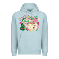 Blue Mist pink santa and disco ball with christmas tree Premium Hoodie - MaliasSmallBusiness