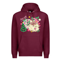 Burgundy pink santa and disco ball with christmas tree Premium Hoodie - MaliasSmallBusiness