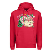Cardinal pink santa and disco ball with christmas tree Premium Hoodie - MaliasSmallBusiness
